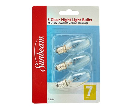 sunbeam light blistercard 7w c7 clear pack night